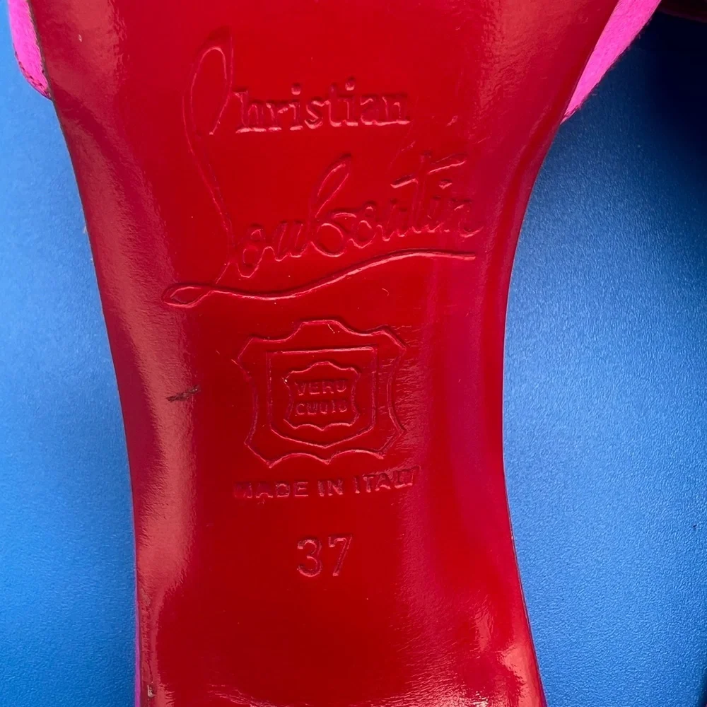 🔴🆑Authentic Christian Louboutin Women's Fuchsia Peep-Toe Heels🔴🆑 - Picture 6 of 8